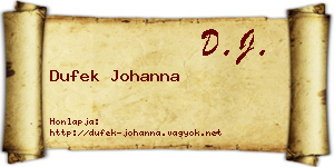 Dufek Johanna névjegykártya